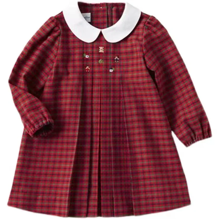 

F Family Japanese Aristocratic Fashion Brand Classic Plaid Foreign Temperament Girl Baby Embroidered Dress Children's Skirt