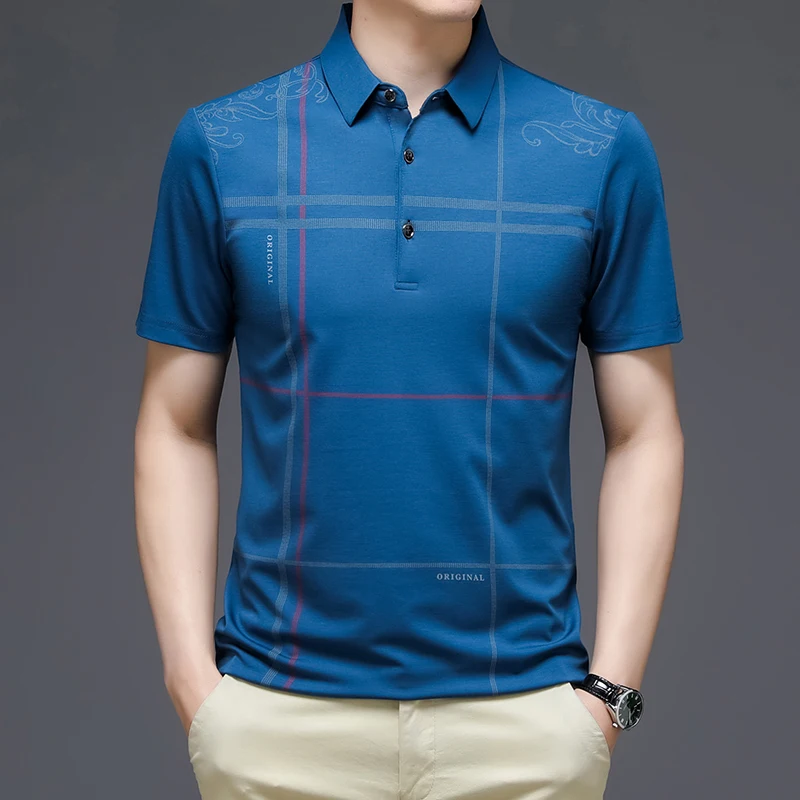 

CASUMANL Brand Summer T Shirts Men 2022 New Business Casual Turn-Down Collar Tee Tops Loose Thin Breath Anti-wrinkle Men Tshirts