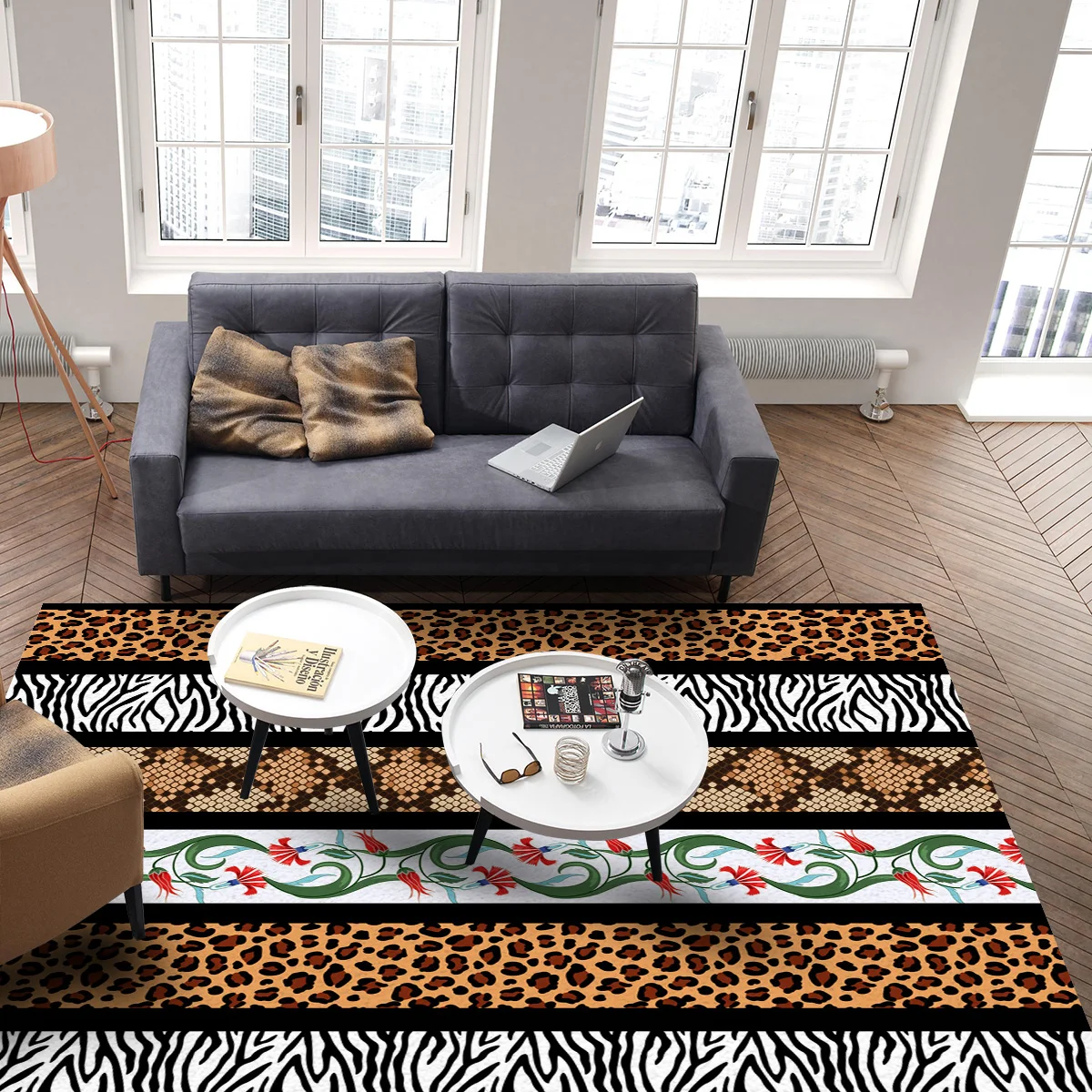 Leopard Zebra Pattern Flower Carpets for Living Room Bedroom Area Rugs Large Non-slip Entrance Door Mat Printed Carpet |