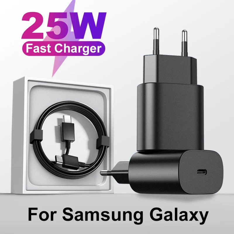 

Original PD 25W Charger For Samsung Galaxy S23 S22 S21 Note 20 5G Super Fast Charge Cargador Usb Pd Type C For A52 A72 Chargeur