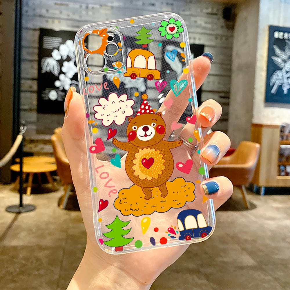 

Cute Cartoon Animals Luxury Ultra Thin Clear Phone Case For iPhone 11 12 13 Pro Max 12 13 Mini X XR XS Max SE 6 6s 7 8 Plus