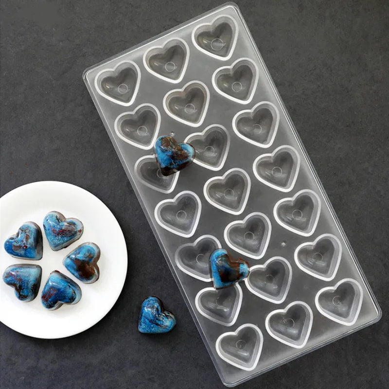 

3D Polycarbonate Chocolate Mold HeartShape Shape Chocolate Candy Tray Mold Baking Cake PC Polycarbonate Decoration Tool