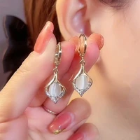 angel eye earrings creative geometric cats eye stone earrings fashion personality diamond earrings delicate small earrings
