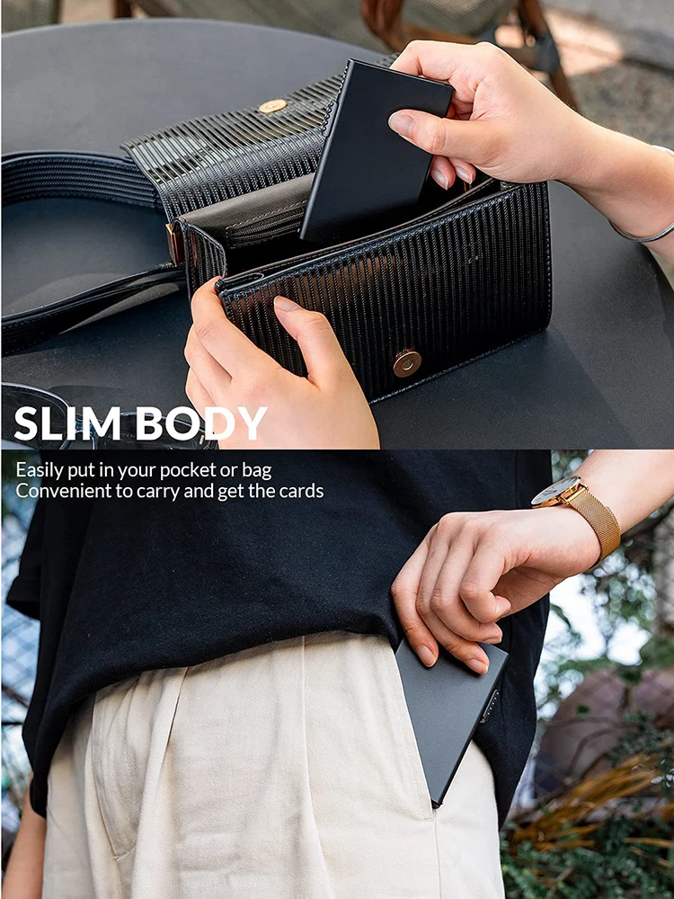 2023 New Card Wallet for Men Credit Card Holder RFID Blocking Pop Up Card Holder Women Minimalist Aluminum Smart Wallet