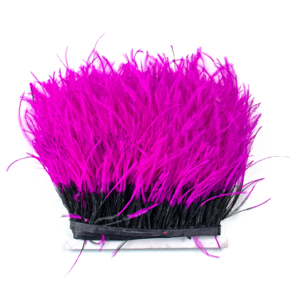 

1Meter Ostrich Feathers Trim 10-15cm Black With Rose Ostrich feather Ribbon Fringe halloween Clothing Decorate can be customized