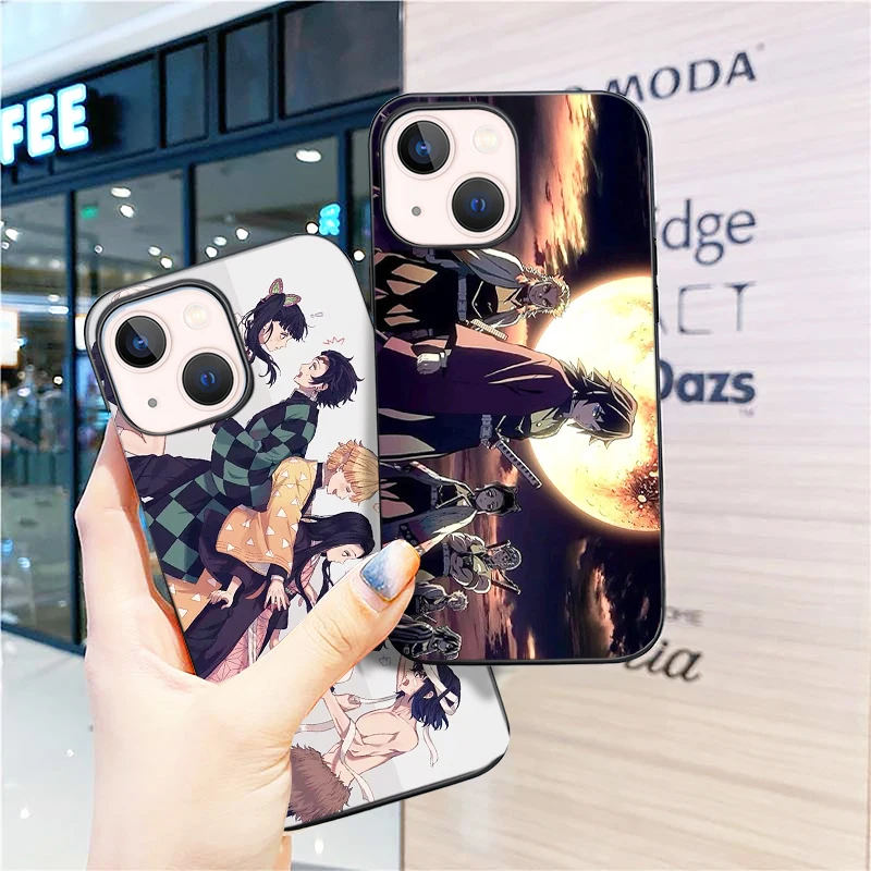 

Cartoon Cute Demon Slayer Case For Iphone 13 12 Mini 11 Pro XS Max 7 8 6s 6 Plus X XR SE 2020 Japan Anime Kimetsu No Yaiba Cover