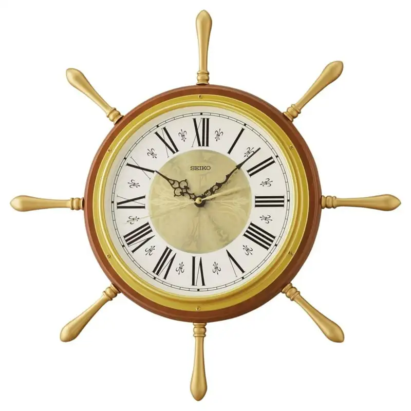 

Inch Rei Nautical Ship Wheel Wall Clock, Roman Numerals Quartz Analog Battery QXA785BLH Digital clock Alarm clock Clock kit Cloc