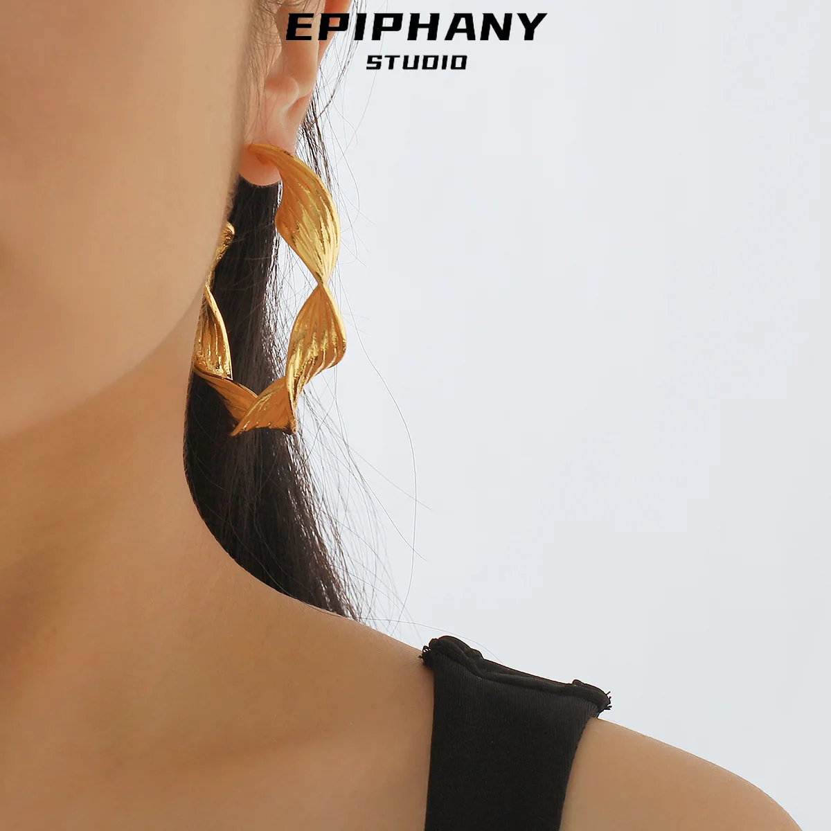 

Personality Metallic Geometric Earrings Creative Irregular Spiral Twist Design Alloy Pendientes Mujer Eardrops For Women
