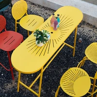 villa courtyard outdoor bar table and chair combination rectangular outdoor bar table high leg dining table simple