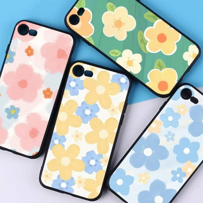 

Flowers Drawing Phone Case Silicone Soft for iphone 14 13 12 11 Pro Mini XS MAX 8 7 6 Plus X XS XR Cover