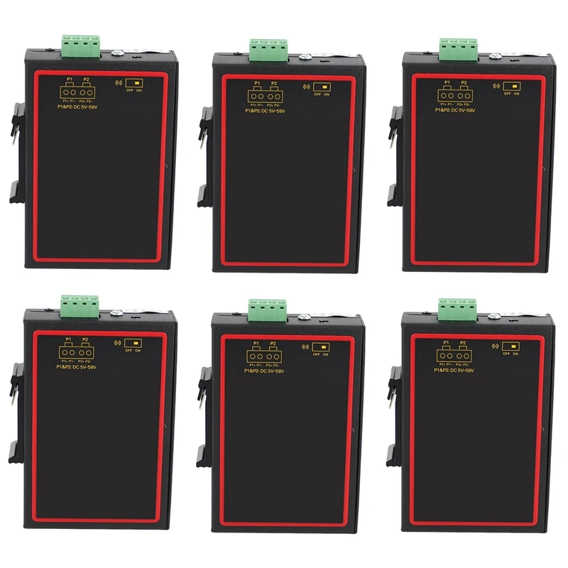 

6X 5 Ports Industrial Metal Case Ethernet Switch 10/100Mbps Rj45 Signal Strengthen Vlan Network Switch