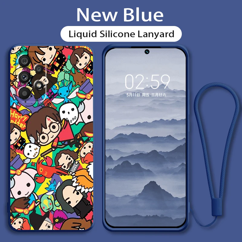 

Phone Case For Samsung A73 A53 A33 A52 A32 A23 A22 A71 A51 A21S A03S A50 A30 5G Harries Ring Potters Cartoon Liquid Rope Cover