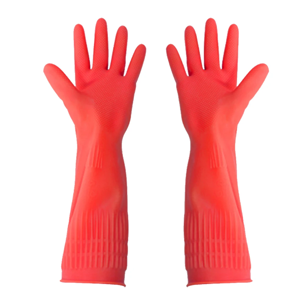 

38cm Long Sleeve Latex Glove Kitchen Wash Dishes Rubber Dishwashing Gloves Car Cleaning Hand Protect Wear Household Gadgets