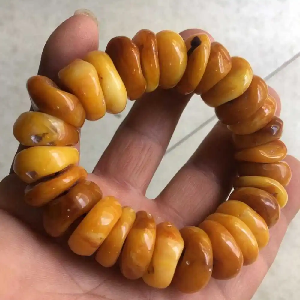 

Natural yellow Red Mexico Amber beeswax Bracelet Mala Diy Wristband Fancy Inspiration Glowing Pray Thanksgiving Day Lucky Beaded