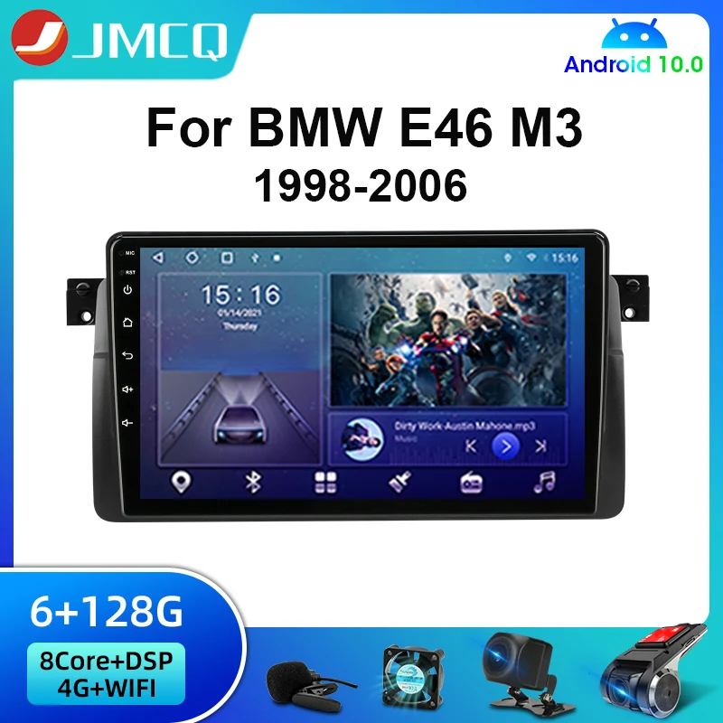 Автомагнитола JMCQ 2 Din Android 10 0 мультимедийный видеоплеер для BMW E46 M3 318i 1998-2006 GPS 4G Carplay