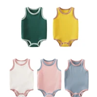 2022 baby girl sleeveless rompers cotton newborn boy candy color overalls cute korea infantil boys girls summer jumpsuits 0 24m