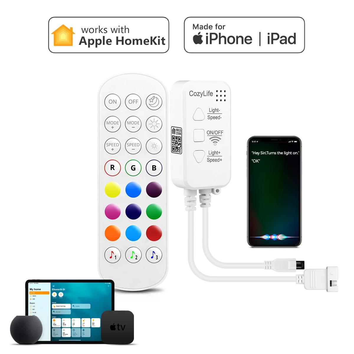 

WIFI Switch RGB Controller Work With Apple Homekit Siri Voice Control IR Remote For LED Strip Light DC 12V 5050