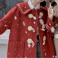 winter kawaii thick wool coat women solid warm college style sweet overcoat new year korean fashion loose cute outwear coat 2022