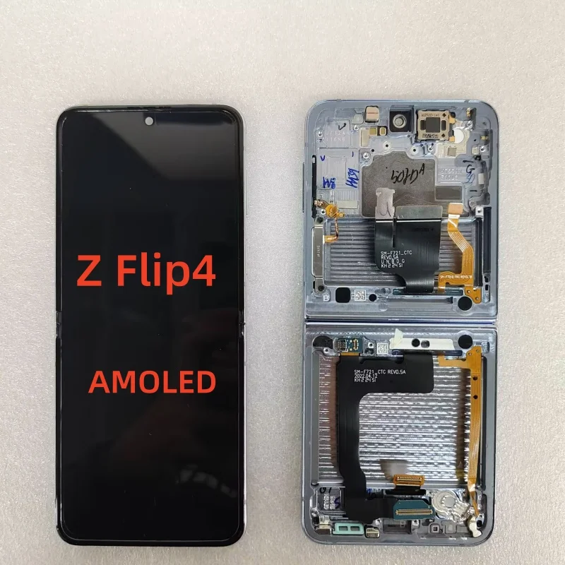 Фото Б/у восстановленный AMOLED-экран для Samsung Z Flip4 SM-F721B F721N F721, LCD-дисплей с сенсорным экраном и рамкой для Samsung Flip 4 5G №1