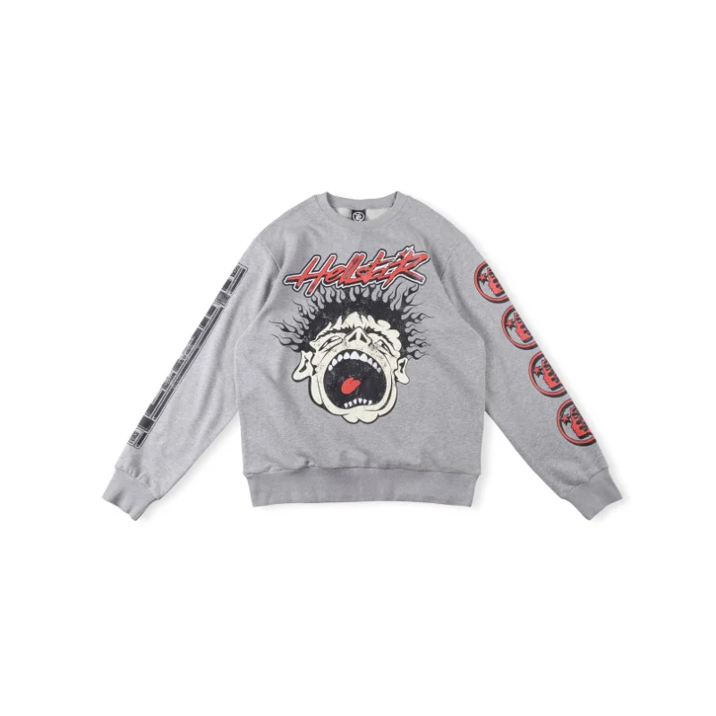 

20 Hellstar Studios Records Crewneck Hoodie Ins Pullover Longgar Sweatshirts