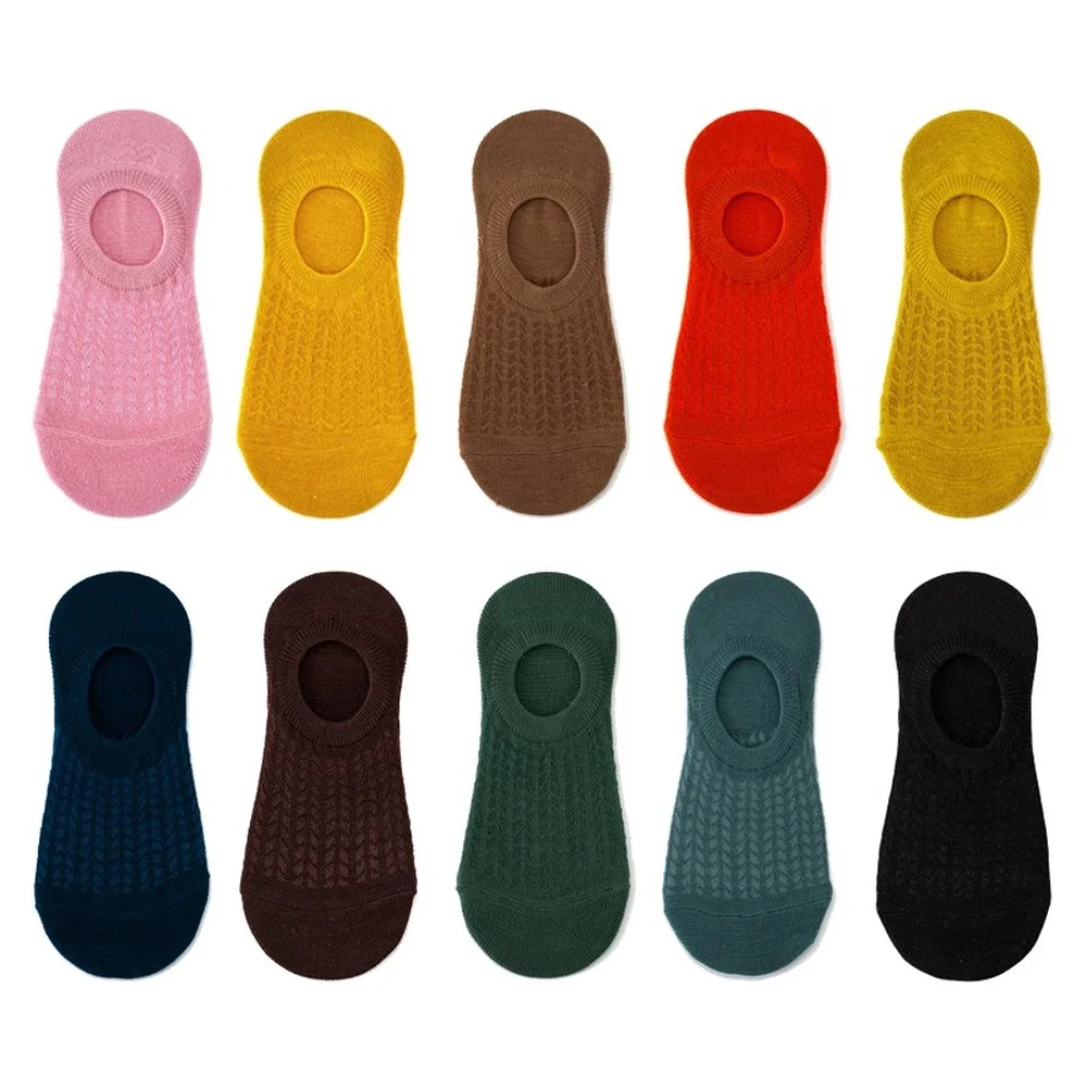 10 Pairs Spring Summer Harajuku Korean Combed Cotton Women Boat Socks Colorful Cute Casual Women Sock Slippers