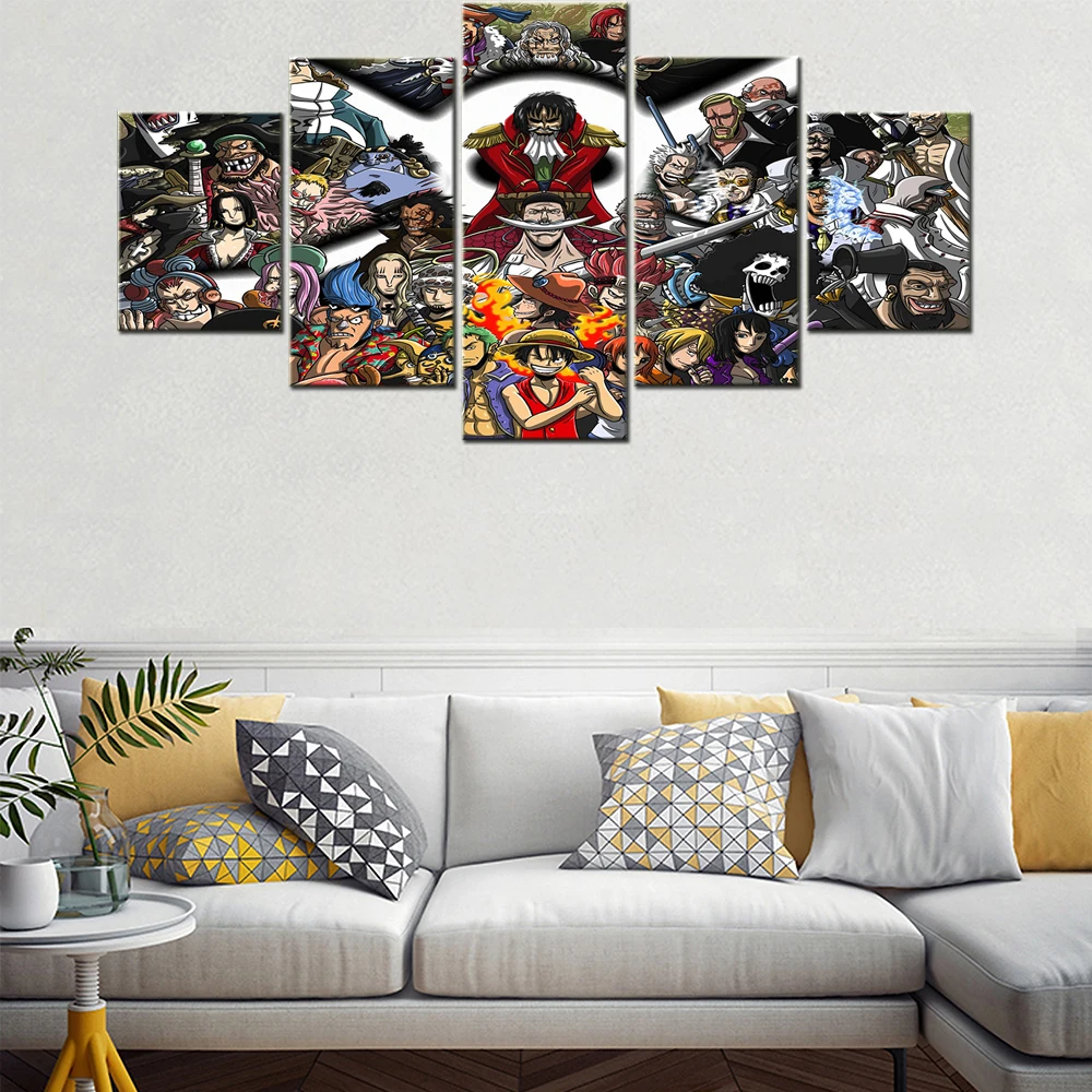 

5 Panel Modern Printed Poster Pirate King Combination Paintings Canvas Wall Art for Home Decorations Wall Decor Artwork Picture