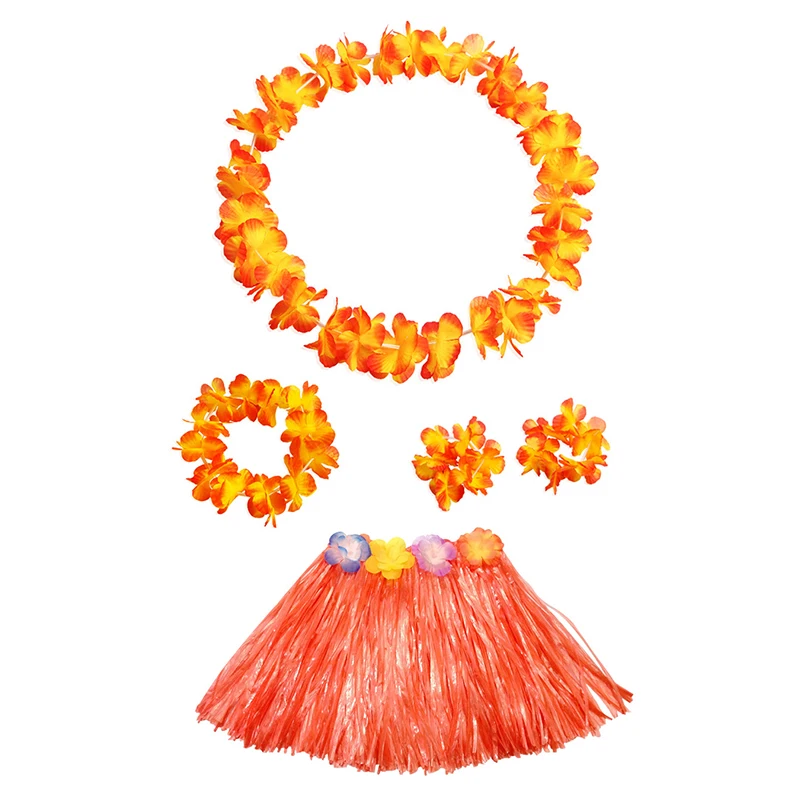 

Hawaiian Hula Grass Skirt Plastic Fibers Girls Woman Costume Garland Flower Skirts Tropical Dress Up Summer Beach Party Supplies