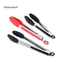 7912 inch silicone barbecue grilling tongs for bread salad serving food utensils kitchen cooking tong bpa free clips spatula