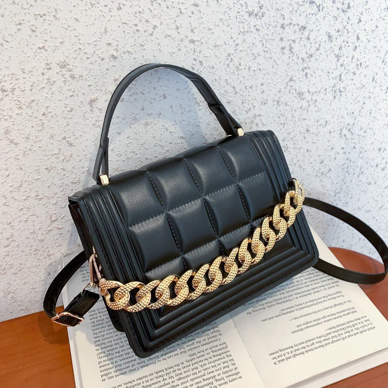 

New Bags For Women Fashion Check Chain One Shoulder Crossbody Purses And Handbags Sac A Main Femme De Marque Luxe Cuir 2022
