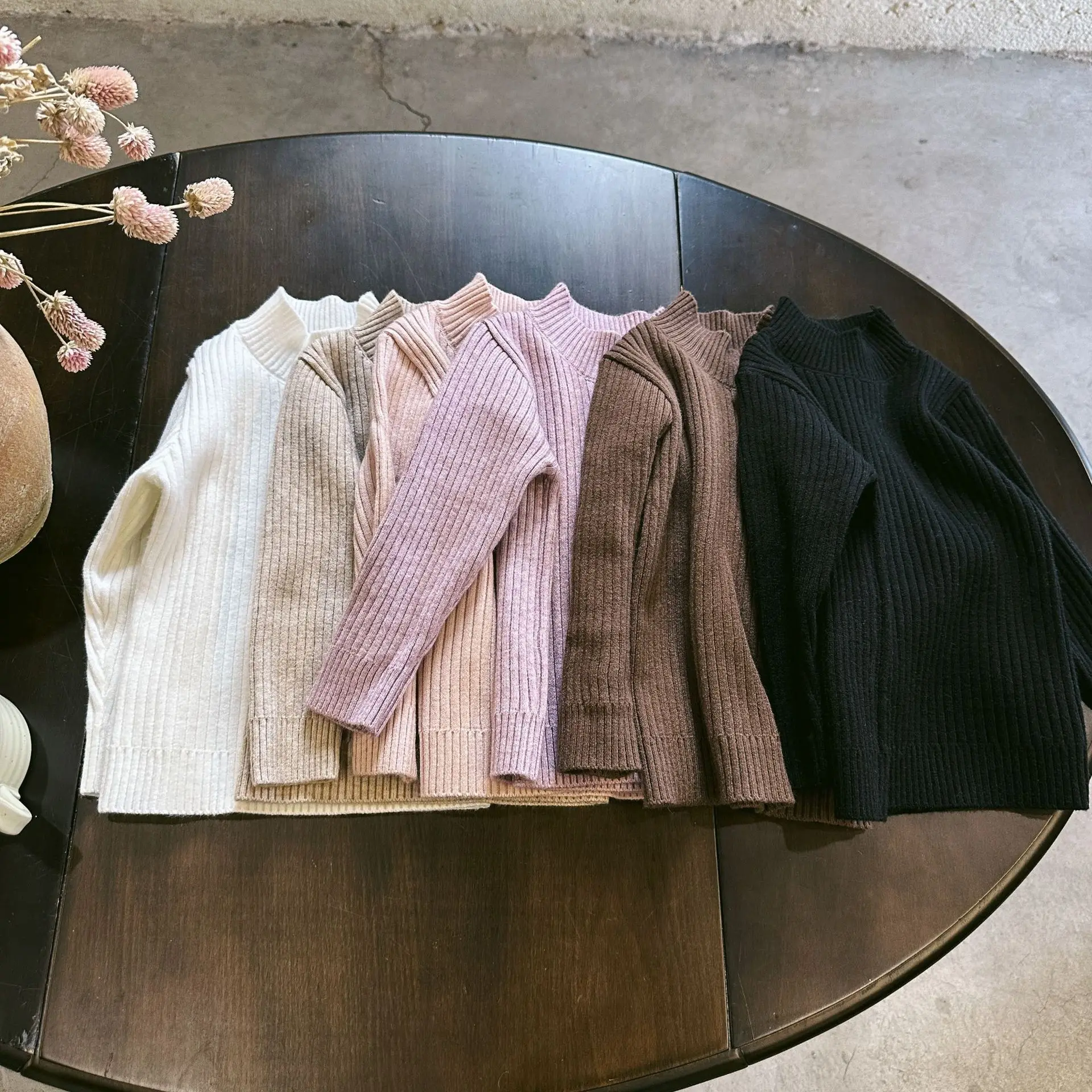 

Детский трикотажный свитер с высоким воротником, в Корейском стиле