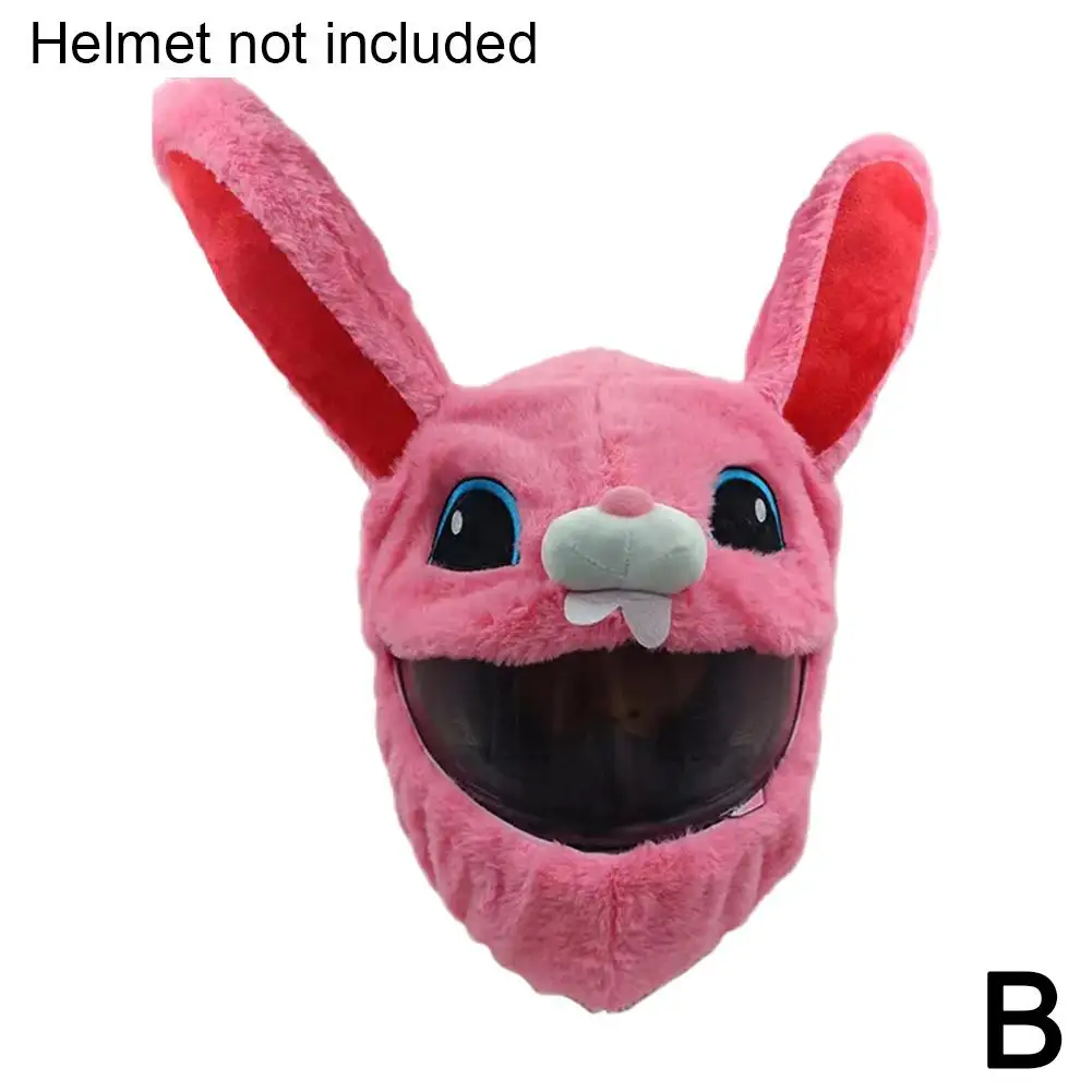 Мультяшный плюшевый чехол для мотоциклетного шлема с кроликом подходит анфас