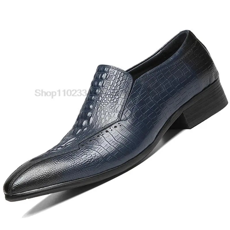 

Мужские туфли-оксфорды из натуральной кожи с крокодиловым принтом