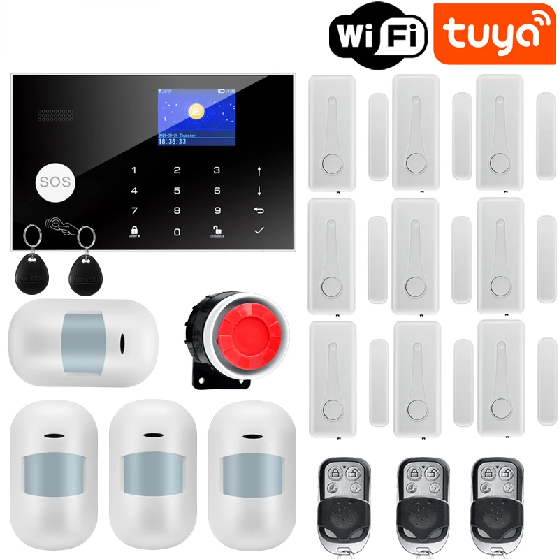 

Tuya WiFi GSM Alarm System 433MHz Home Wireless Burglar Security Alarm Tuya/Smart Life APP Compatible With Alexa Google Home