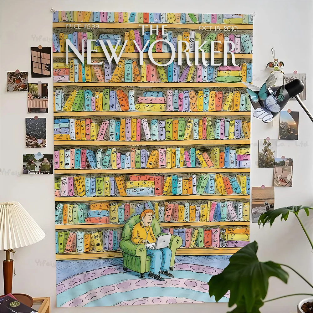 The New Yorker Magazine Classic Anime Tapestry Hippie Flower Wall Carpets Dorm Decor Hanging Home