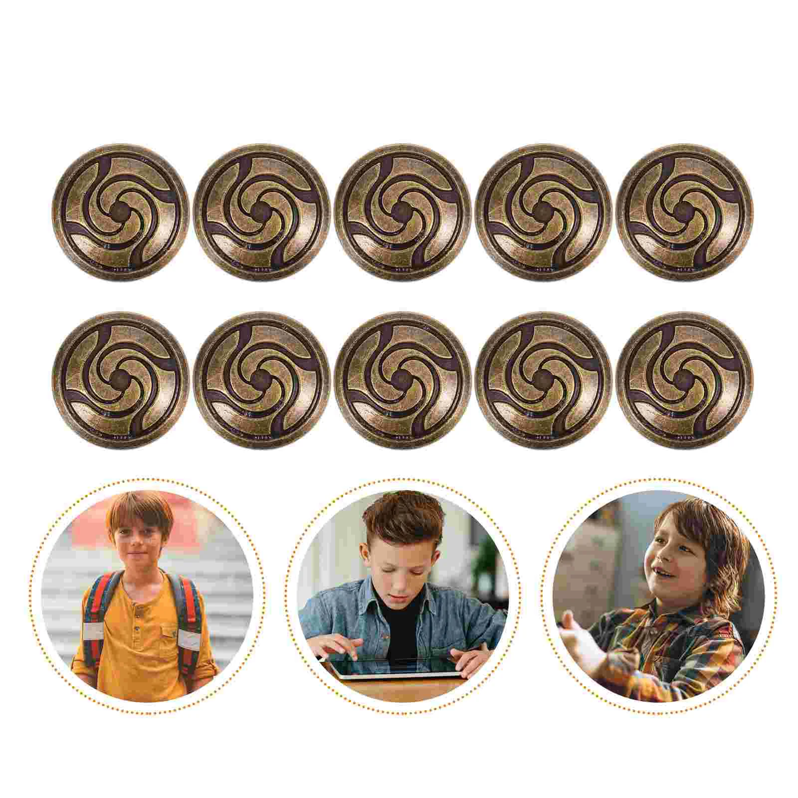 

10 Pcs Swirl Buttons Jeans DIY Crafts Engraved Metal Alloy Round Shape Retro