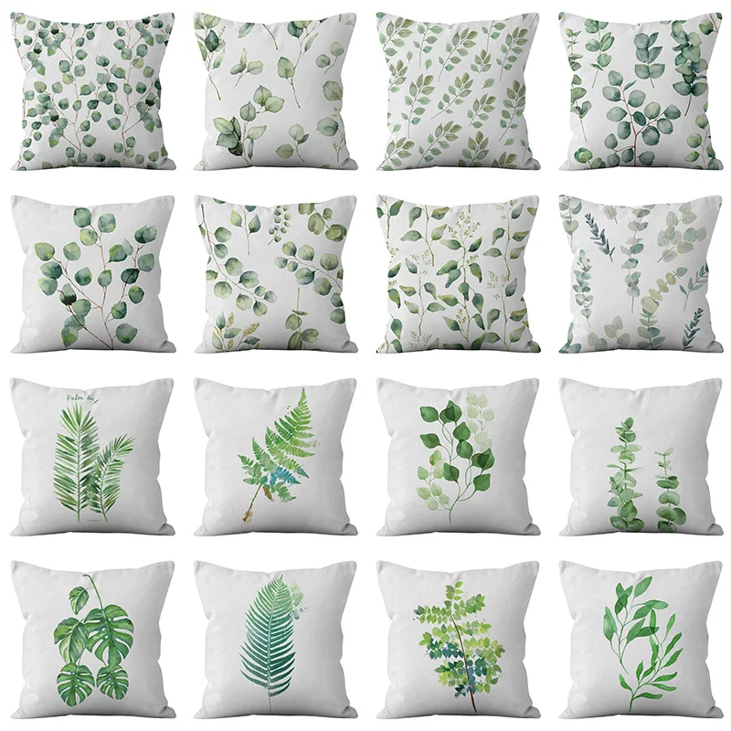 

Новинка Наволочка с принтом зеленых листьев домашняя наволочка для кровати дивана декоративная наволочка для подушки