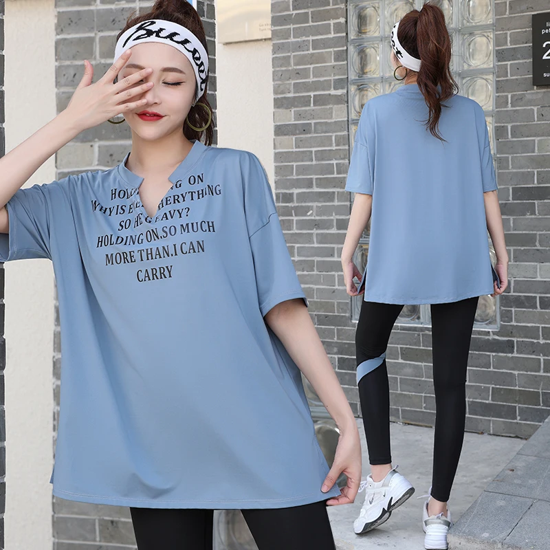 

Women 2/3 Piece Set Breathable Quick Dry Fitness Gym Loose T Shirt Leggings Shorts Sports Running Yoga Suits Plus Size