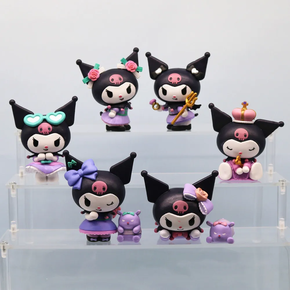 

6Pcs/set Sanrio Kuromi Birthday Party Series Mini Cake Decoration Ornament Surprise Present Cute Fans Collection Christmas Gifts