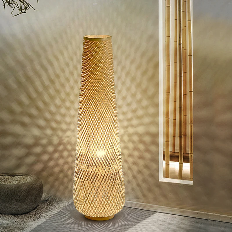 

Bamboo Weaving Floor Lamps For Living Room Bedroom Bedside Study Decor Led Floor Lamp Modern Homestay Tea Room Corner Floor Lamp