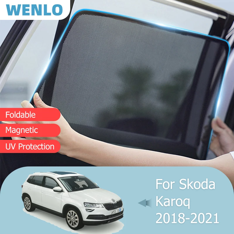 

For Skoda Karoq 2018-2021 Front Windshield Car Sunshade Side Window Blind Sun Shade Magnetic Auto Visor Mesh Curtain Sunshield