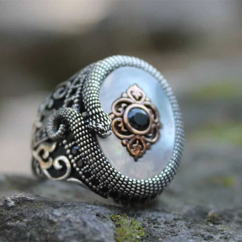 Турецкое Винтажное кольцо ручной работы со змеей мужское и женское