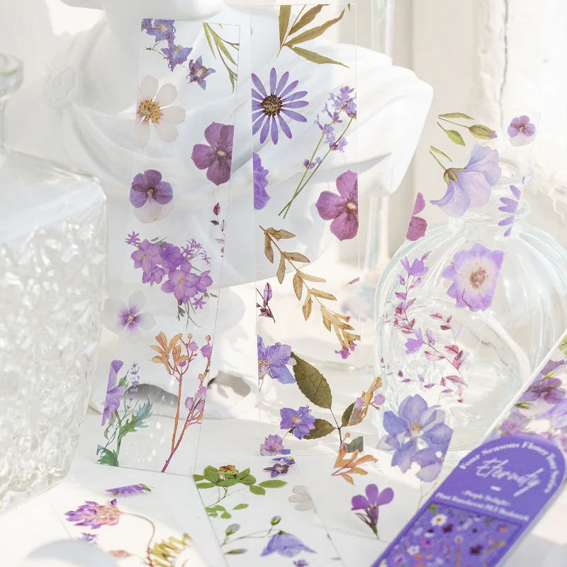 

5Pcs Retro PET Bookmark Flower Travel Series Translucent Reading Book Marks Book Page Marker Kawaii Stationery School Supplies