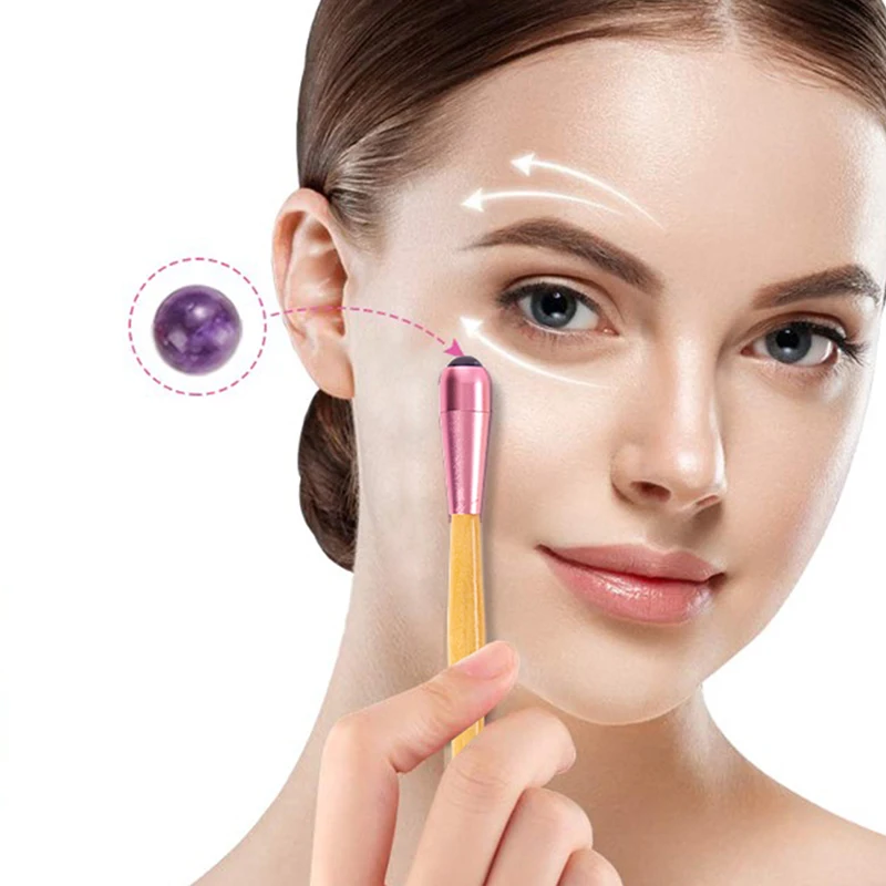 

Массажер для лифтинга лица и глаз, натуральный Нефритовый камень, инструменты для красоты, массажный ролик, деревянная палочка для макияжа