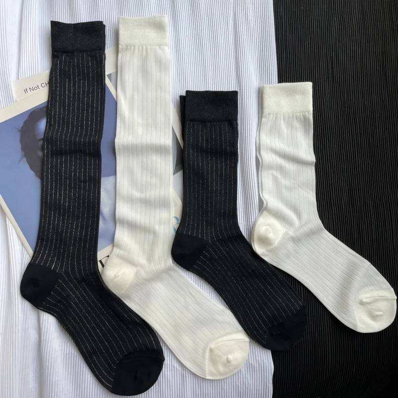 

High Quality Comfortable Summer Ultra-Thin Split Toe Woman Cotton Socks Golden Silk Stripe Two-Toed Japanese Harajuku Tabi Sox