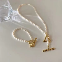 2021 baroque natural pearl metal heart shaped choker necklace for woman korean fashion jewelry girls sexy suit clavicle chain