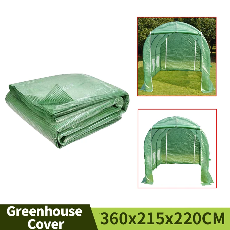 3.6x2.15x2.2M Greenhouse Cover Double Door Arch PE Plant Covers Rainproof Frostproof Insulation Cover (No Include Frame)