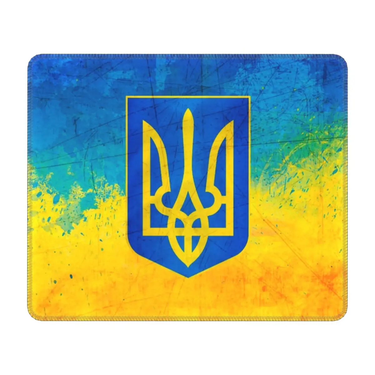 

Ukrainian Flag Laptop Mouse Pad Waterproof Mousepad with Stitched Edges Rubber Coat Of Arms Of Ukraine Mouse Mat for Gaming