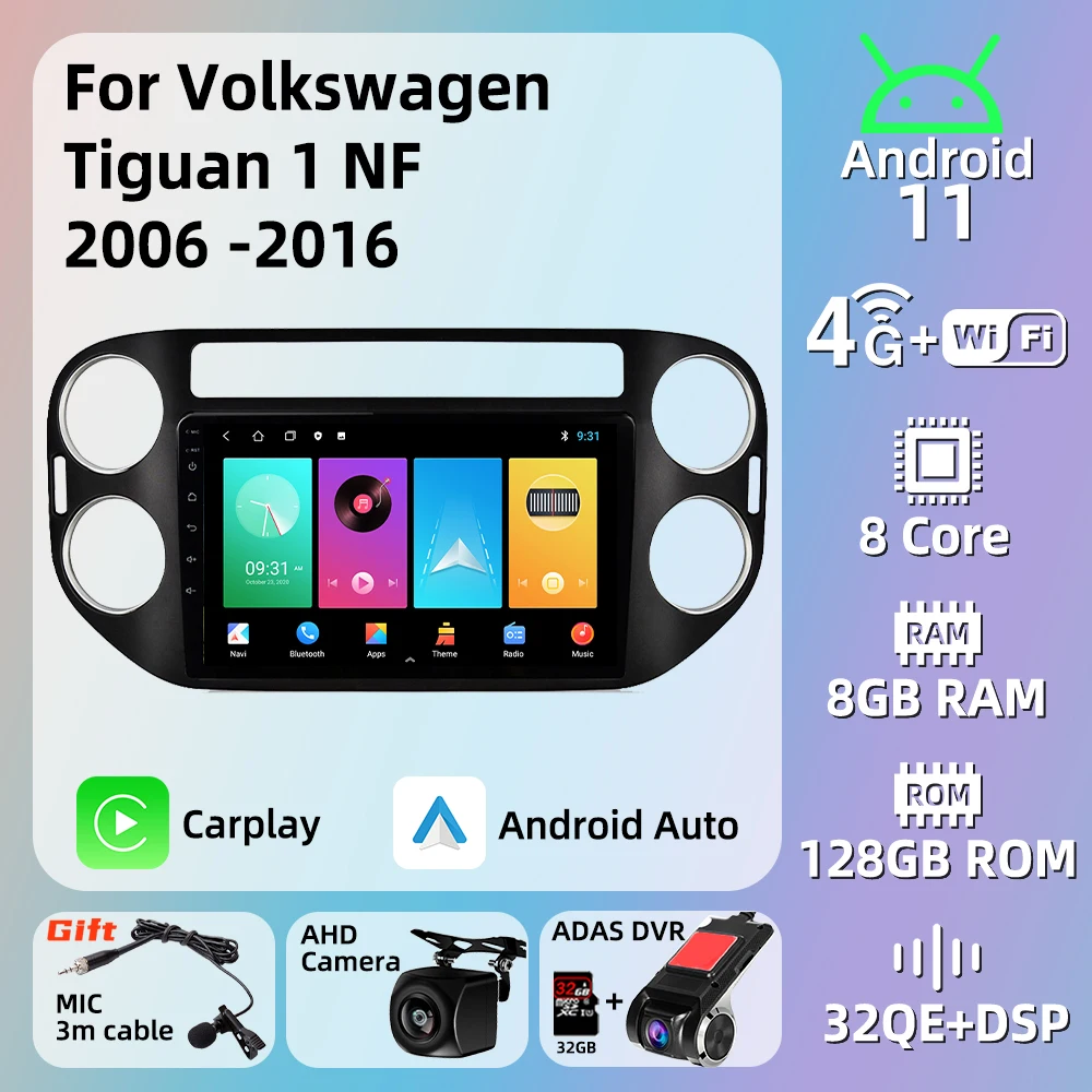 

Car Multimedia Player for VW Volkswagen Tiguan 1 NF 2006-2016 2 Din Android Radio GPS Autoradio Navigation Stereo Head Unit Auto