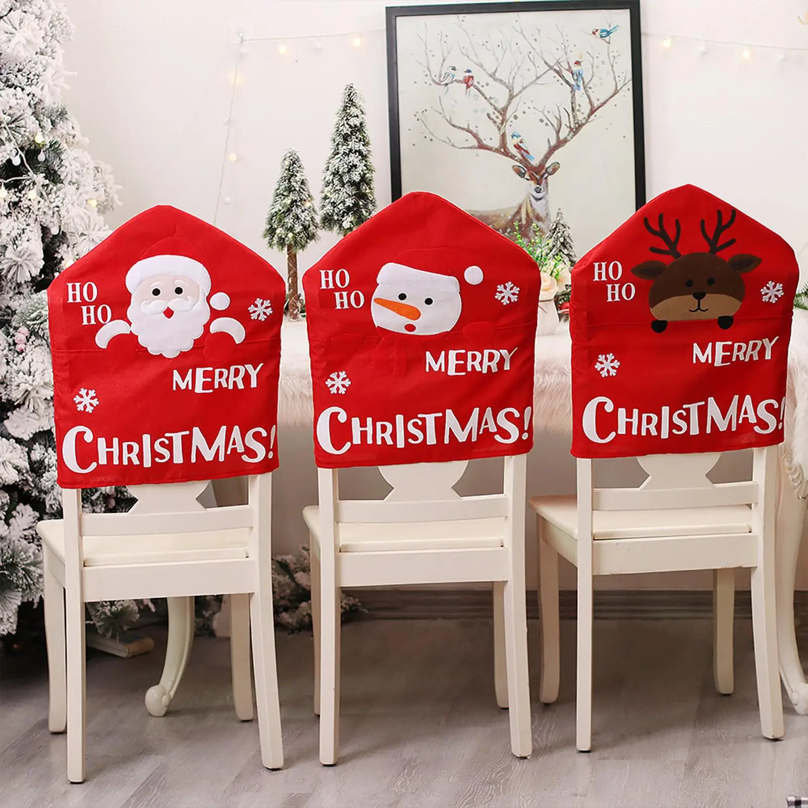 

Christmas Non-woven Red Chair Back Cover Santa Claus Chair Back Cover Christmas Decoracions For Home Dinner Table New Year 2023