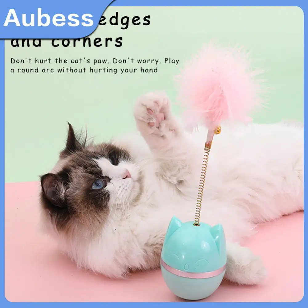 

Self-hey Cat Head Tumbler Sway Left And Right Durable Spring Cat Toy With Bell Abs Cats Accessories Interactive Cat Stick Funny